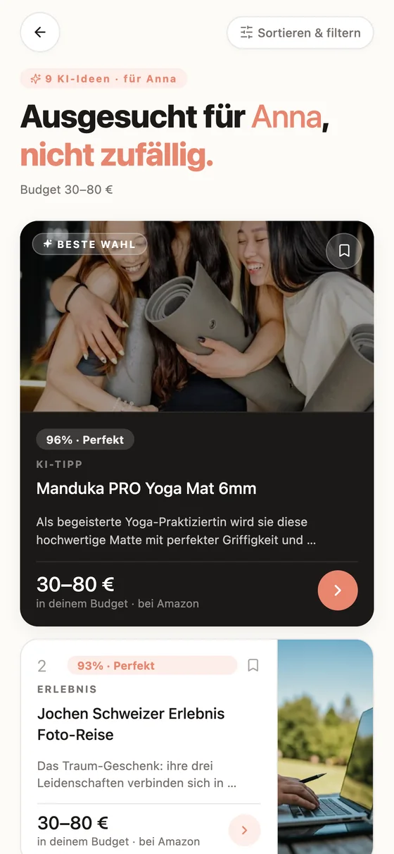 Geschenkideen der KI für Anna