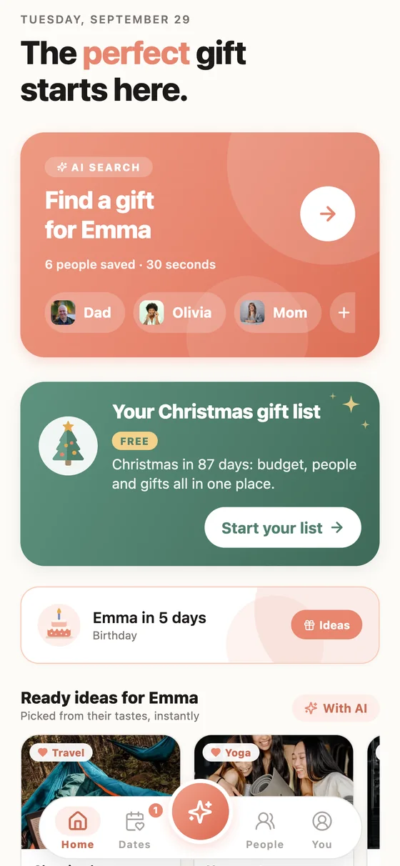 Home with the Christmas list and upcoming occasions