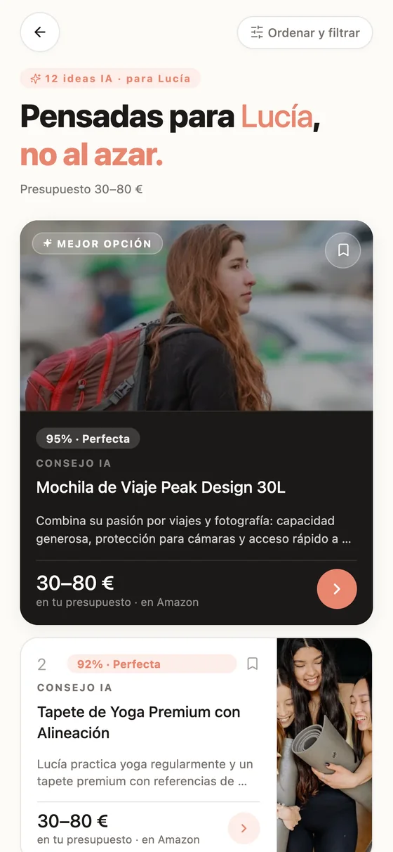 Las ideas de regalo que la IA encontró para Lucía